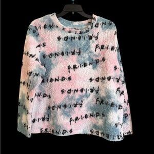 FRIENDS Dreamy Pink Fleece Tie-Dye Sleepwear Classic Friends logo Sz XL